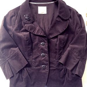 Cidra for Anthro. Corduroy Brown Cropped Blazer